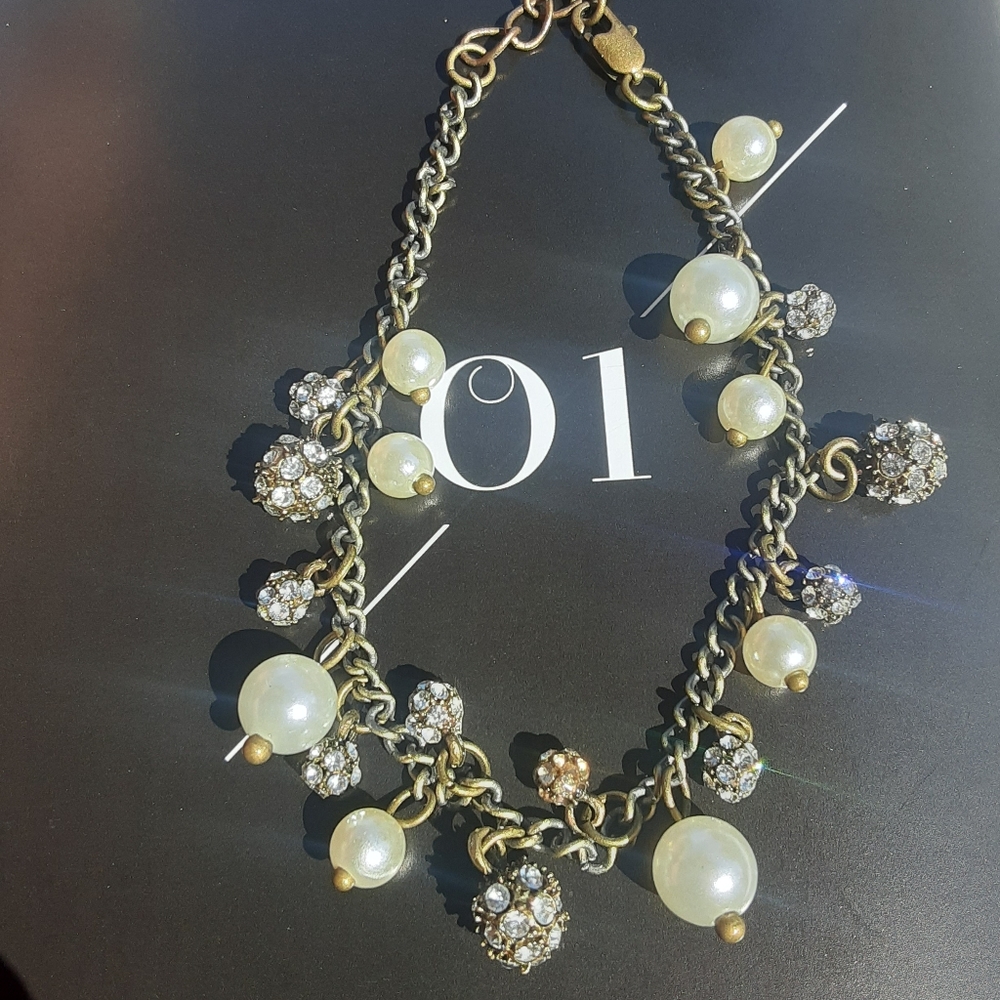 Retro Pave & Pearl Charm Bracelet A&F Retired - Picture 4 of 4